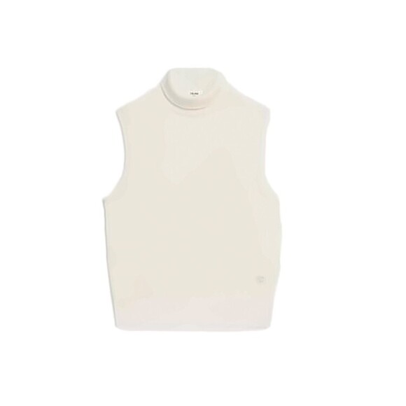 Celine Minimalist Sleeveless Wool Blend Turtleneck Top - NWT